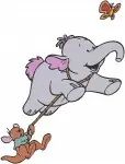 Disney Winnie Pooh Lumpy Heffalump Playing With Roo Kangaroo Mud Bath Fun Collection - Filled Embroidery Design - 5136