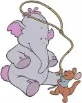 Disney Winnie Pooh Lumpy Heffalump Playing With Roo Kangaroo Mud Bath Fun Collection - Filled Embroidery Design - 5138