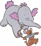 Disney Winnie Pooh Lumpy Heffalump And Roo Kangaroo Best Friends Playing - Filled Embroidery Design - 5139