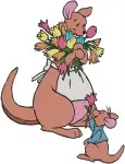 Disney Winnie Pooh Kanga Kangaroo With Roo Flowers In Pouch Loving Mother - Filled Embroidery Design - 5152