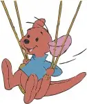 Disney Winnie Pooh Roo Kangaroo Bath Bubbles Swinging Kite Playtime Fun Set - Filled Embroidery Design - 5185