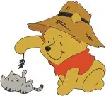 Disney Winnie Pooh Pooh Farmer Hat With Mouse Roo Balloon Tigger Costume - Filled Embroidery Design - 5198
