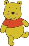 Disney Winnie Pooh Bear Waving Sleeping Standing Happy Go Lucky Character - Filled Embroidery Design - 5204