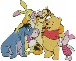 Disney Winnie Pooh And Friends Piglet Tigger Rabbit Eeyore Group Huddle Collection - Filled Embroidery Design - 5216