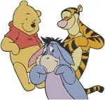 Disney Winnie Pooh And Friends Pooh Tigger Eeyore Piglet With Umbrella Group - Filled Embroidery Design - 5222