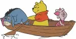 Winnie The Pooh And Friends Pooh Tigger Eeyore Piglet Group Hugs And Boat Ride - Filled Embroidery Design - 5224
