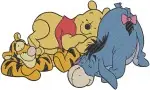 Winnie The Pooh And Friends Pooh Tigger Eeyore Piglet Group Hugs And Boat Ride - Filled Embroidery Design - 5225