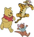 Winnie The Pooh And Friends Pooh Tigger Eeyore Piglet Group Hugs And Boat Ride - Filled Embroidery Design - 5226