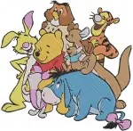 Winnie The Pooh Eeyore Piglet Tigger Christopher Robin Kanga Roo Stacking Friends - Filled Embroidery Design - 5242