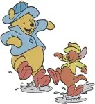 Winnie The Pooh Rabbit Roo Kanga Tigger Christopher Robin Ice Skating Fun - Filled Embroidery Design - 5244