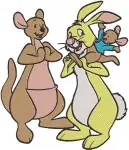 Winnie The Pooh Rabbit Roo Kanga Tigger Christopher Robin Ice Skating Fun - Filled Embroidery Design - 5245