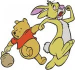 Winnie The Pooh Rabbit Roo Kanga Tigger Christopher Robin Ice Skating Fun - Filled Embroidery Design - 5246