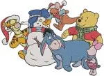 Winnie The Pooh And Friends Snowman Scene Pooh Piglet Tigger Eeyore Rabbit Group - Filled Embroidery Design - 5265