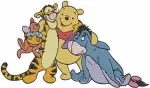 Winnie The Pooh And Friends Snowman Scene Pooh Piglet Tigger Eeyore Rabbit Group - Filled Embroidery Design - 5266