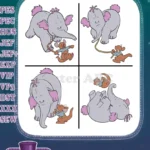 Disney Winnie Pooh Lumpy Heffalump And Roo Kangaroo Best Friends Playing - Filled Embroidery Design - Instant Download