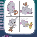 Disney Winnie Pooh Lumpy Heffalump Roo Kangaroo Tickling Laughing Playful - Filled Embroidery Design - Instant Download