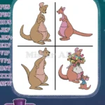 Disney Winnie Pooh Kanga Kangaroo With Roo Flowers In Pouch Loving Mother - Filled Embroidery Design - Instant Download