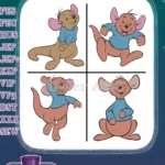 Disney Winnie Pooh Roo Kangaroo Standing Walking Cute Blue Shirt Poses - Filled Embroidery Design - Instant Download
