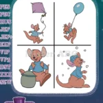 Disney Winnie Pooh Roo Kangaroo Flying Kite In Pot With Balloon Bubbles Bundle - Filled Embroidery Design - Instant Download
