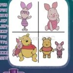 Disney Winnie Pooh Piglet Character Pooh Bear And Piglet Best Friends Hugging - Filled Embroidery Design - Instant Download
