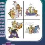 Disney Winnie Pooh Friends Pirate Ship Tigger Drum Group Adventure Scenes Set - Filled Embroidery Design - Instant Download