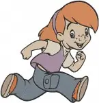 Pound Puppies Style Girl On Scooter With Dog And Various Girl Character Poses - Filled Embroidery Design - 5274