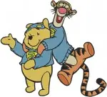 Winnie The Pooh Tigger Standing Pooh On Scooter And Pooh Tigger Hugging Scenes - Filled Embroidery Design - 5294
