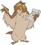 Winnie The Pooh Owl With Potion Flying Reading Book And Writing Character - Filled Embroidery Design - 5315