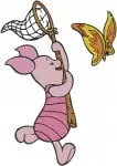 Winnie The Pooh Piglet With Butterfly In Nest And With Spring Flowers Scenes - Filled Embroidery Design - 5323