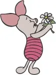 Winnie The Pooh Piglet Holding Bouquet Of Flowers Various Sweet Character Poses - Filled Embroidery Design - 5334