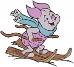 Winnie The Pooh Piglet Autumn Leaves Skiing Winter And Various Seasonal Poses - Filled Embroidery Design - 5340