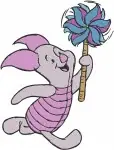 Winnie The Pooh - Piglet'S Joyful Day Out - Sweeping Dancing With Pretty Flowers And In The Garden - Hundred Acre Wood - Filled Embroidery Design - 5372