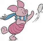 Winnie The Pooh - Piglet'S Joyful Day Out - Sweeping Dancing With Pretty Flowers And In The Garden - Hundred Acre Wood - Filled Embroidery Design - 5373