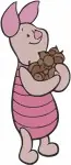Winnie The Pooh - Piglet Enjoys His Treats - Snowflake Wand Watermelon Chocolate And Blue Hat - Hundred Acre Wood Cute - Filled Embroidery Design - 5377