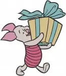 Winnie The Pooh - Piglet Cozy And Sweet Moments - Scarf Present Honey Pot And Pillow Resting - Hundred Acre Wood Charm - Filled Embroidery Design - 5384