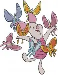 Winnie The Pooh - Piglet'S Gentle Adventures - Butterflies Flying Scarf Reading And Wondering - Hundred Acre Wood Day - Filled Embroidery Design - 5391