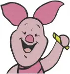 Winnie The Pooh - Piglet Character Study Moments - Hat Close Up Blue Scarf And Bucket Fun - Hundred Acre Wood Classic - Filled Embroidery Design - 5396