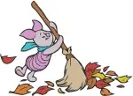 Winnie The Pooh - Piglet'S Autumn Joyful Day - Raking Leaves Happy Waving And Excited Jump - Hundred Acre Wood Season - Filled Embroidery Design - 5413