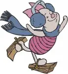 Winnie The Pooh - Piglet And Bluebird Sweet Friendship - Happy Thoughtful And Curious Poses - Hundred Acre Wood Sweet - Filled Embroidery Design - 5435