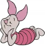 Winnie The Pooh - Piglet The Little Pig - Standing Lying Down And Raking Leaves Poses - Hundred Acre Wood Friend - Filled Embroidery Design - 5445