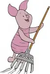 Winnie The Pooh - Piglet The Little Pig - Standing Lying Down And Raking Leaves Poses - Hundred Acre Wood Friend - Filled Embroidery Design - 5446
