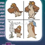 Winnie The Pooh Owl In Winter Scene And Various Other Character Poses Set - Filled Embroidery Design - Instant Download
