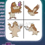 Winnie The Pooh Owl With Potion Flying Reading Book And Writing Character - Filled Embroidery Design - Instant Download