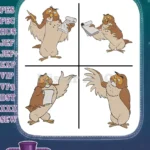 Winnie The Pooh Gopher Character Various Poses With Tools And Blueprints - Filled Embroidery Design - Instant Download