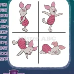 Winnie The Pooh Piglet Various Standing Dancing Flying And Sleeping Poses - Filled Embroidery Design - Instant Download