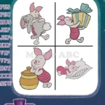 Winnie The Pooh - Piglet Cozy And Sweet Moments - Scarf Present Honey Pot And Pillow Resting - Hundred Acre Wood Charm - Filled Embroidery Design - Instant Download