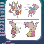 Winnie The Pooh - Piglet'S Gentle Adventures - Butterflies Flying Scarf Reading And Wondering - Hundred Acre Wood Day - Filled Embroidery Design - Instant Download