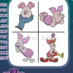 Winnie The Pooh - Piglet'S Playful Moods Collection - Scarf Excitement Dancing And Clown Costume - Hundred Acre Wood - Filled Embroidery Design - Instant Download