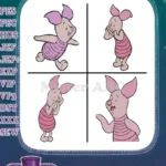 Winnie The Pooh - Piglet'S Range Of Sweet Emotions - Dancing Shy Worried And Thoughtful Poses - Hundred Acre Wood Feel - Filled Embroidery Design - Instant Download