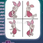 Winnie The Pooh - Piglet Classic Character Poses - Sitting Standing Looking And Walking Around - Hundred Acre Wood - Filled Embroidery Design - Instant Download